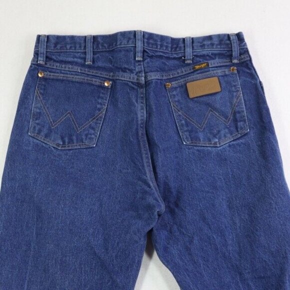 Wrangler Jeans Mens 36x34 (Fits 34x33.25) Blue Cowboy Cut Dark Wash - Picture 6 of 10
